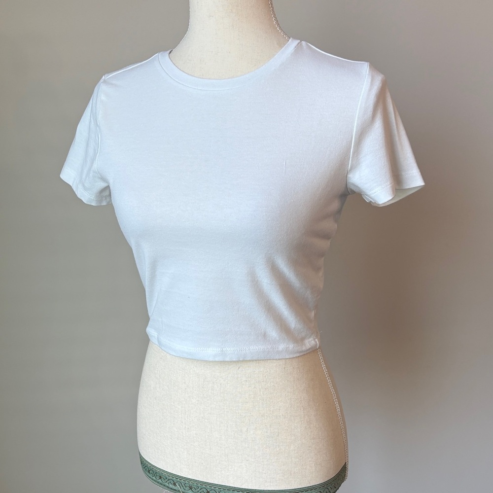 Wild Fable Classic White Short Sleeve Cropped Tee